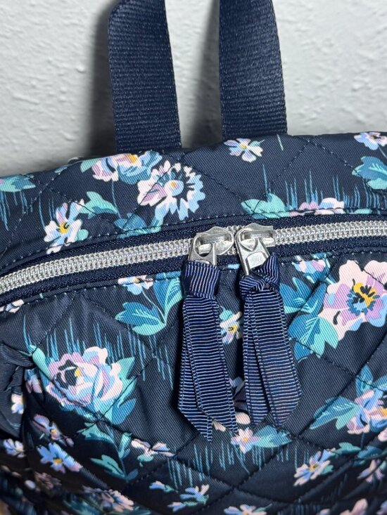 Vera Bradley Convertible Small Backpack in Performance Twill Navy Garden NWT